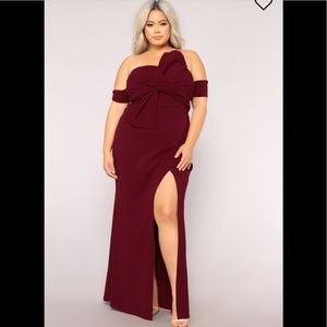 Fashion Nova “Reception Off Shoulder Dress- Wine”